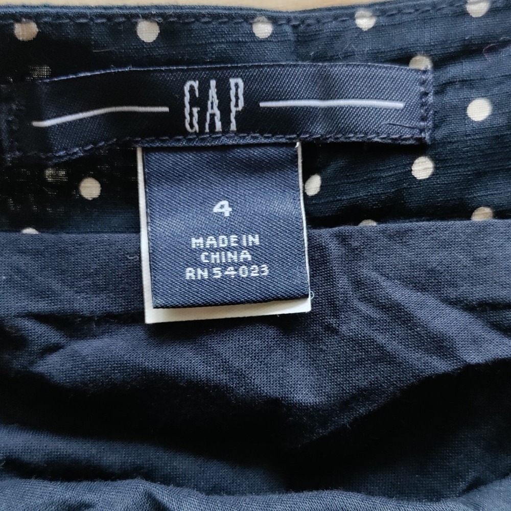 Gap Navy Blue Polka Dot Halter Midi Dress Ruffle Hem Cotton Size 4 - Picture 3 of 7